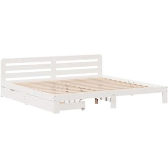 vidaXL Estructura De Cama Sin Colch&oacute;n Madera Maciza Blanca 200x200 Cm Vidaxl