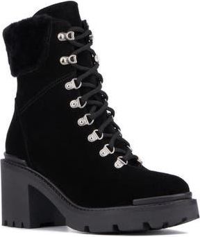 Aquatalia Vikki Faux Shearling Cuff Bootie in Black at Nordstrom Rack, Size 10.5