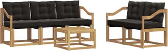 vidaXL Conjunto De Sof&aacute;s De Exterior 6 Uds. Blanco Y Negro Vidaxl