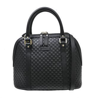 Gucci Convertible Dome Satchel Microguccissima Leather Black Leather Handbag (Pre-Owned)