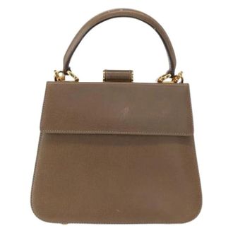 Ferragamo Pre-owned Handbags, female, Beige, Size: ONE SIZE Pre-owned Leather Handbag