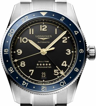 Longines Spirit Zulu Time Anthracite Dial Steel Mens Watch L3.802.4.60.6