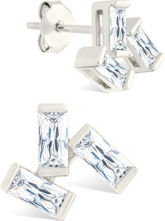 Sterling Forever Silver Cz Macy Stud Earrings