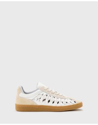 AllSaints All Saints Womens AllSaints Velma leather woven trainers in chalk white - Size UK 8