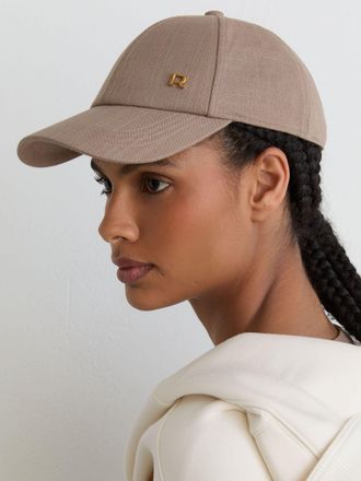 Reiss Womens Taupe Woven Baseball Cap With Linen