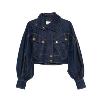 Zimmermann Denim Jackets, female, Blue, Size: M Cropped Denim Jacket
