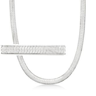 Ross-Simons Italian 8mm Sterling Silver Herringbone Necklace