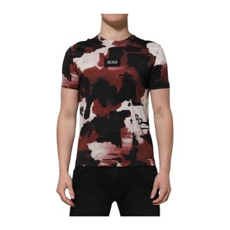 Dolce & Gabbana Tops, Heren, Veelkleurig, S, Katoen, Camouflage Katoenen T-shirt