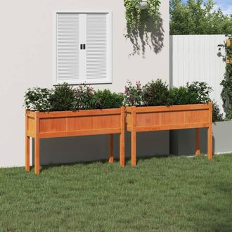 Berkfield Home Garden Planters 2 pcs with Legs Wax Brown Solid Wood Pine