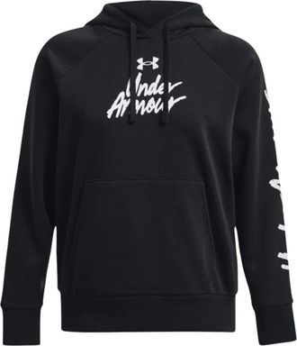Under Armour Rival Fleece Script Hoodie - Dames - Sportshirts - Blauw - M - Katoen - Fitness