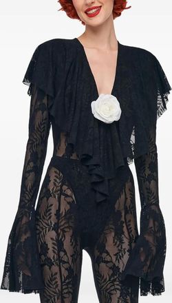 Norma Kamali Top con ruches - Nero