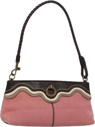 Bottega Veneta Pre-owned Mini Bags, female, Pink, Size: ONE SIZE Pre-owned Canvas Shoulder Bag