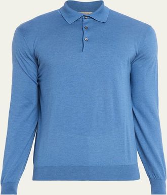 Fioroni Cashmere Mens Cotton-Cashmere Polo Shirt