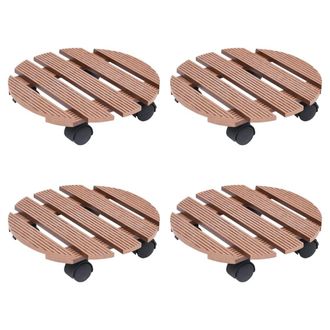 vidaXL Soportes Con Ruedas Para Plantas 4 Uds Marr&oacute;n Wpc &Oslash;30x7,5 Cm Vidaxl