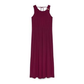 Fiorella Rubino Lange Jersey Jurk met Rugdecollet&eacute; - Dames - Maxi kleedjes - Paars - S - Polyester - Kleedjes