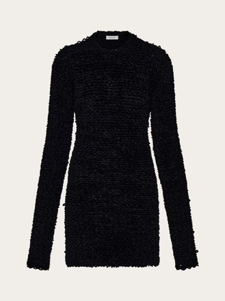 Ferragamo Donna Abito corto in maglia effetto astrakan Nero