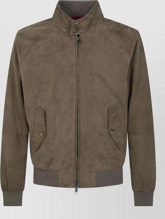 Baracuta g9 suede high collar bomber jacket