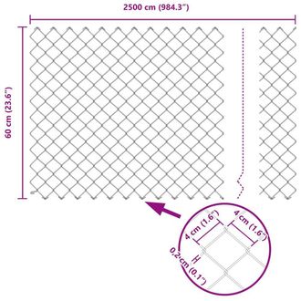 Berkfield Home Decorative Chain Link Fence 0.6x25 m Galvanised Steel in Silver