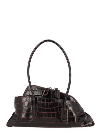 The Attico Glossy Crocodile-Embossed Handbag With Structured Silhouette