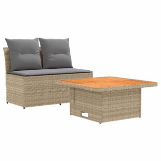 vidaXL 2 Pieza Sof&aacute; Central De Jard&iacute;n Con Mesa Elevable Vidaxl