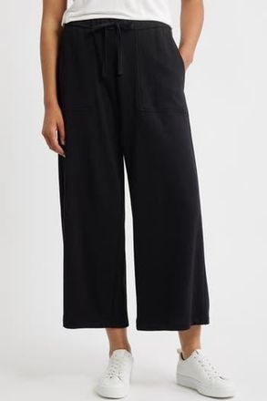 Eileen Fisher Organic Cotton Ankle Wide Leg Pants in Black at Nordstrom Rack, Size Small