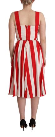 Dolce & Gabbana Womens Striped Viscose Shift Dress Red Elastane