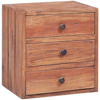 vidaXL Vidaxl - Mesita De Noche Con 3 Cajones Madera Maciza Caoba 35x25x35 Cm
