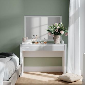 Vicco Tocador Annabelle, Blanco Alto Brillo/blanco, 110 Cm Con 2 Cajones