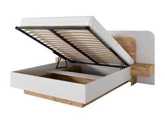 VENTE-UNIQUE.COM Cama con canap&eacute; abatible madera color natural claro, blanco