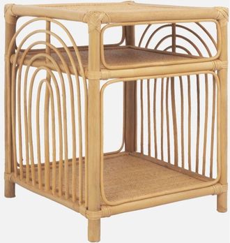 Sweeek Sweeek - Mesita De Noche De Rat&aacute;n, 1 Estante Y 1 Compartimento, Bandung, Natural, 40x40x50 Cm