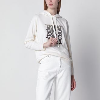 Max Mara Felpa Taddeo con cappuccio in lana bianca