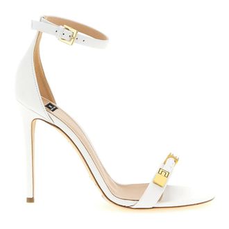 Elisabetta Franchi Leather Sandal with Logo Details