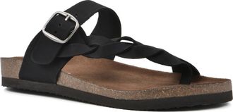 White Mountain Crawford Braided Footbed Sandal in Black/Nubuck Dk. Sock at Nordstrom Rack, Size 10