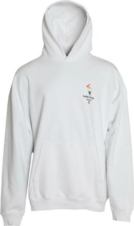 Balenciaga Pullover Hoodie Trui - Heren - Hoodies - Wit - S - Katoen - Hoodies & sweatvesten