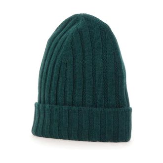 Gran Sasso Beanies, male, Green, Size: 50 CM Ribbed Cuff Cashmere Hat