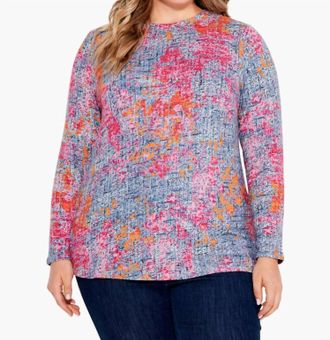 Nic+Zoe Alena Abstract Glow Tee - Plus In Multi Bright Colors