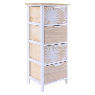 Tendance Paulownia Mdf &Aacute;lamo Muebles 4 Cajones Planta Decoraci&oacute;n Tess Tiradores De Metal - Blanco Natural - Tendance