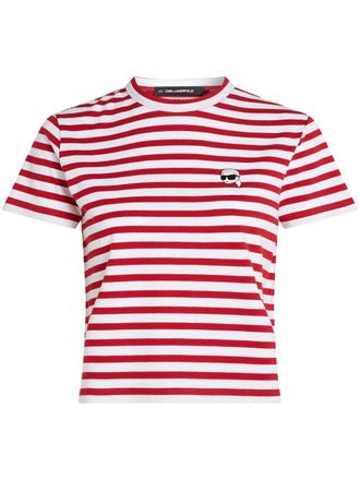Karl Lagerfeld Ikon striped cotton T-shirt - Red