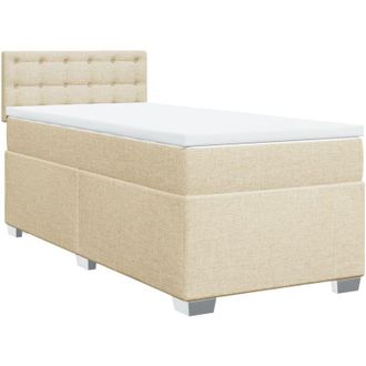 vidaXL Cama Box Spring Con Colch&oacute;n Tela Color Crema 90x200 Cm Vidaxl