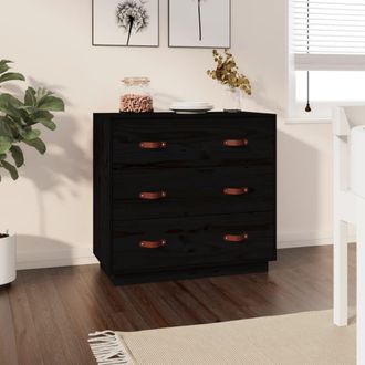 vidaXL Aparador Madera Maciza De Pino Negro 80x40x75 Cm Vidaxl