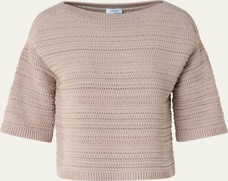 Akris Crochet Boat-Neck Boxy Sweater