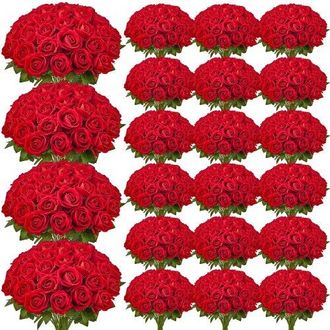 OEM Flores Artificiales, 500 Rosas Artificiales De Espuma Roja De Aspecto Real A Granel, Rosas Rojas Artificiales Con Tallos Para Ramos De Boda, Centros D