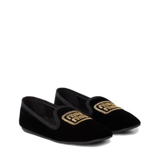 Miu Miu Womens Black Fabric Ballet Flats