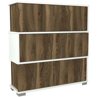 Dmora Scarpiera Baten, Mobile portascarpe, Armadio da ingresso multiuso, Mobiletto per calzature, 90x30h93 cm, Bianco e Noce, con imballo rinforzato, con