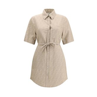Fendi Dames, Jurken, Beige, Maat: XS Katoen