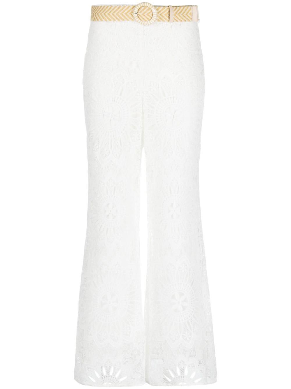 【送料&関税込】Zimmermann Pants In White Cotton ZIMMERMANN Cotton-blend lace wide-leg pants | THE OUTNET