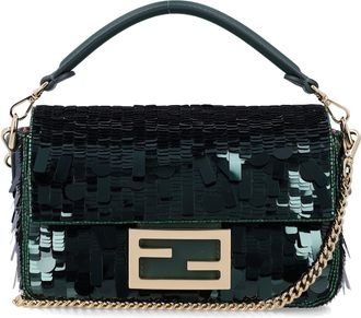 Fendi Baguette Mini Bag With Green Sequins