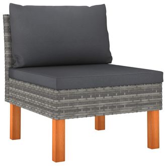 vidaXL Sof&aacute; Central De Rat&aacute;n Sint&eacute;tico Y Madera Maciza De Eucalipto Vidaxl
