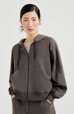 Brunello Cucinelli Sweatshirt with embroidery in Brown at Nordstrom, Size 3X-Large Eu