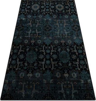 RugsX Rugsx - Wool carpet omega karaja flowers dark blue blue 200x300 cm